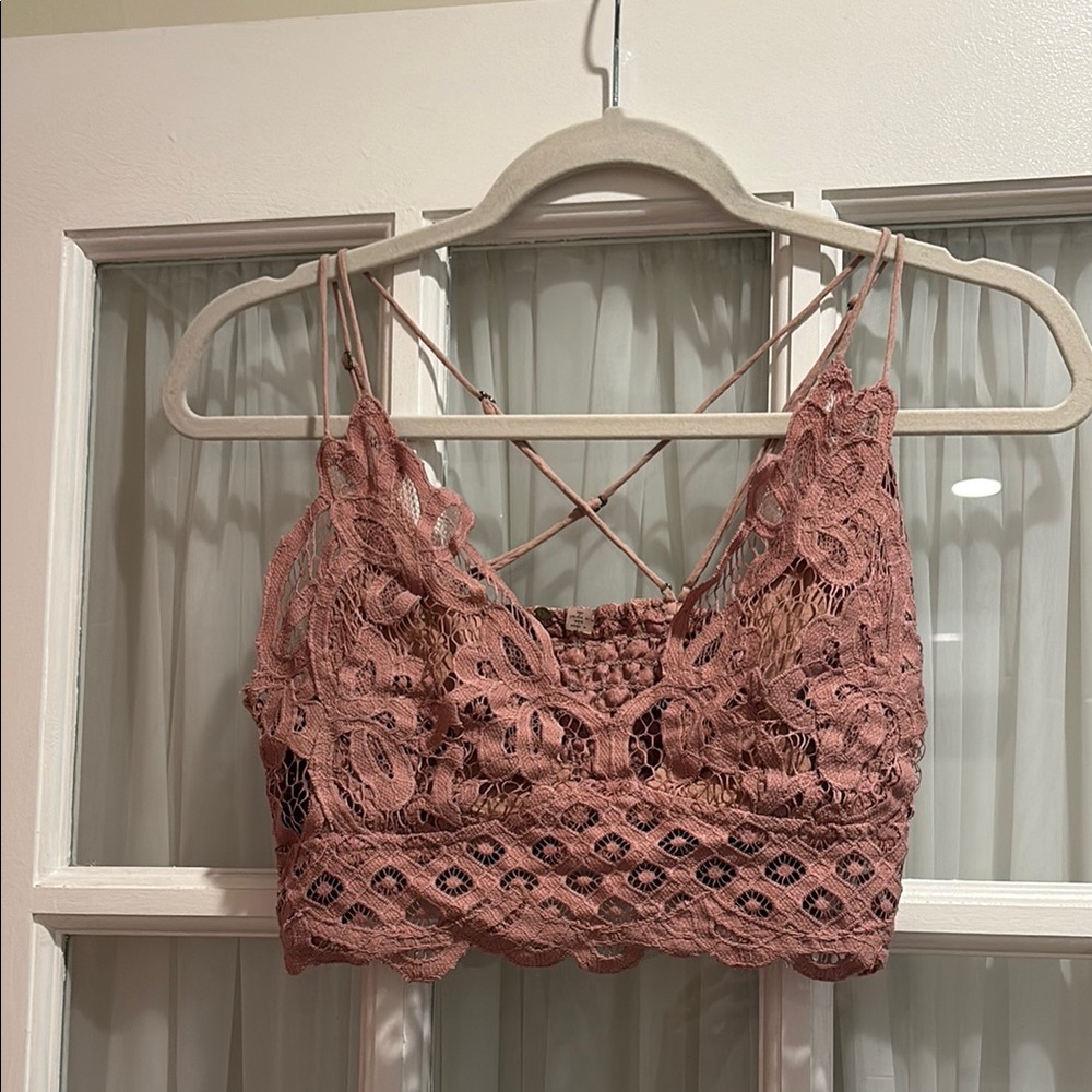 Free People Lace Bandeau in Dusty Rose